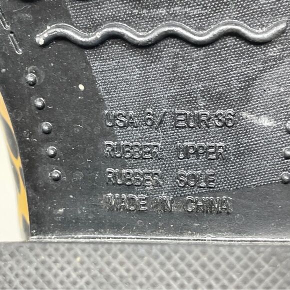 Ride Tecs Women's Leopard Animal Print Black Slip On Rubber Cowboy Boots Size 6 - Picture 9 of 9